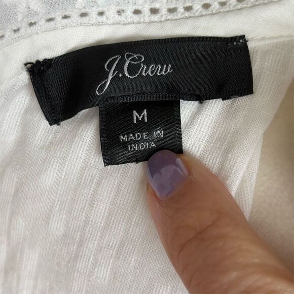 J. Crew Women's Puff-Sleeve Wrap Dress White Knee Length Size M - Picture 8 of 9